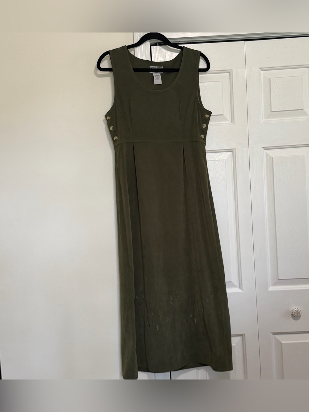 Jane Ashley Vintage Olive Green Long Tank Shell Dress Size Medium